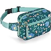 Choco Mocha Fanny Pack for Girls Kids Fanny Pack 6-8 Girls Belt Bag Ages 8-12 Toddler Fannys Packs Christmas Gifts, Floral Green