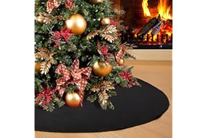 SevenFish Black Christmas Tree Skirt 48 inches Large Double Layers Soft Burlap Tree Skirt for Christmas Halloween Holiday Home Decorations
