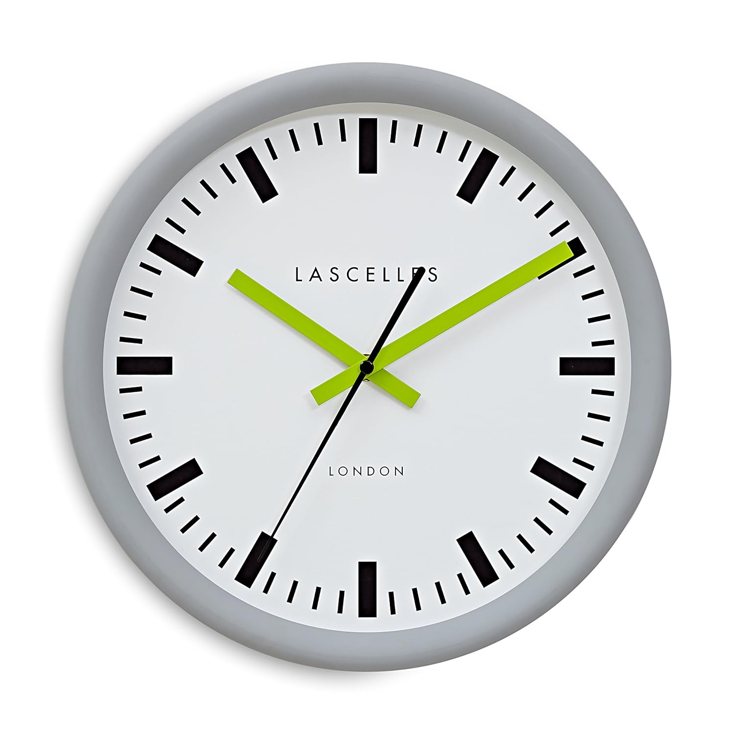 Roger Lascelles Clocks Wall Clock, Grey/Lime/White, Medium Amazon.co