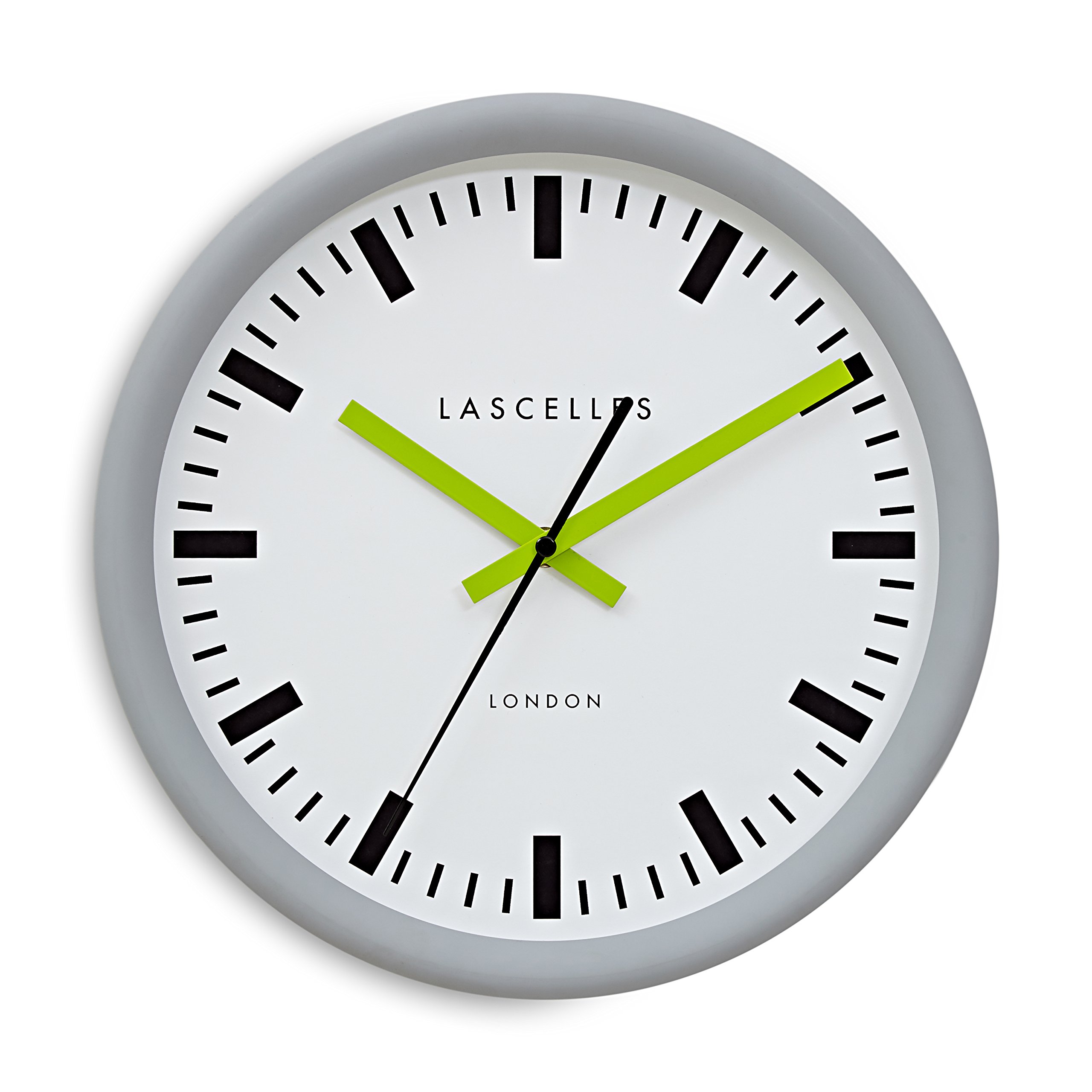 Roger Lascelles Clocks Wall Clock, Grey/Lime/White, M
