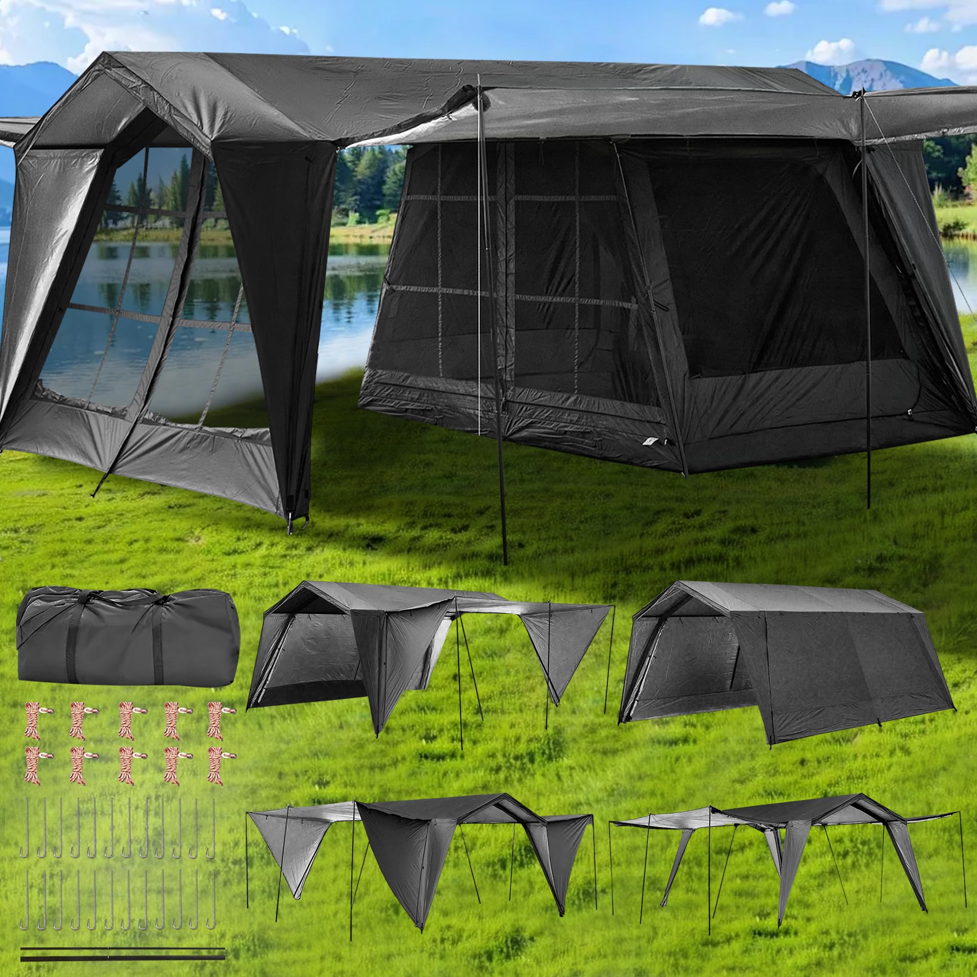 Photo 1 of DanCoom 16.4x11.5 Ft Screen House Tent, Large Gazebo Screen Tent, Mesh Canopy Shelter with Waterproof & Sunshade Roof, Easy Setup for Camping, Backyard, Beach