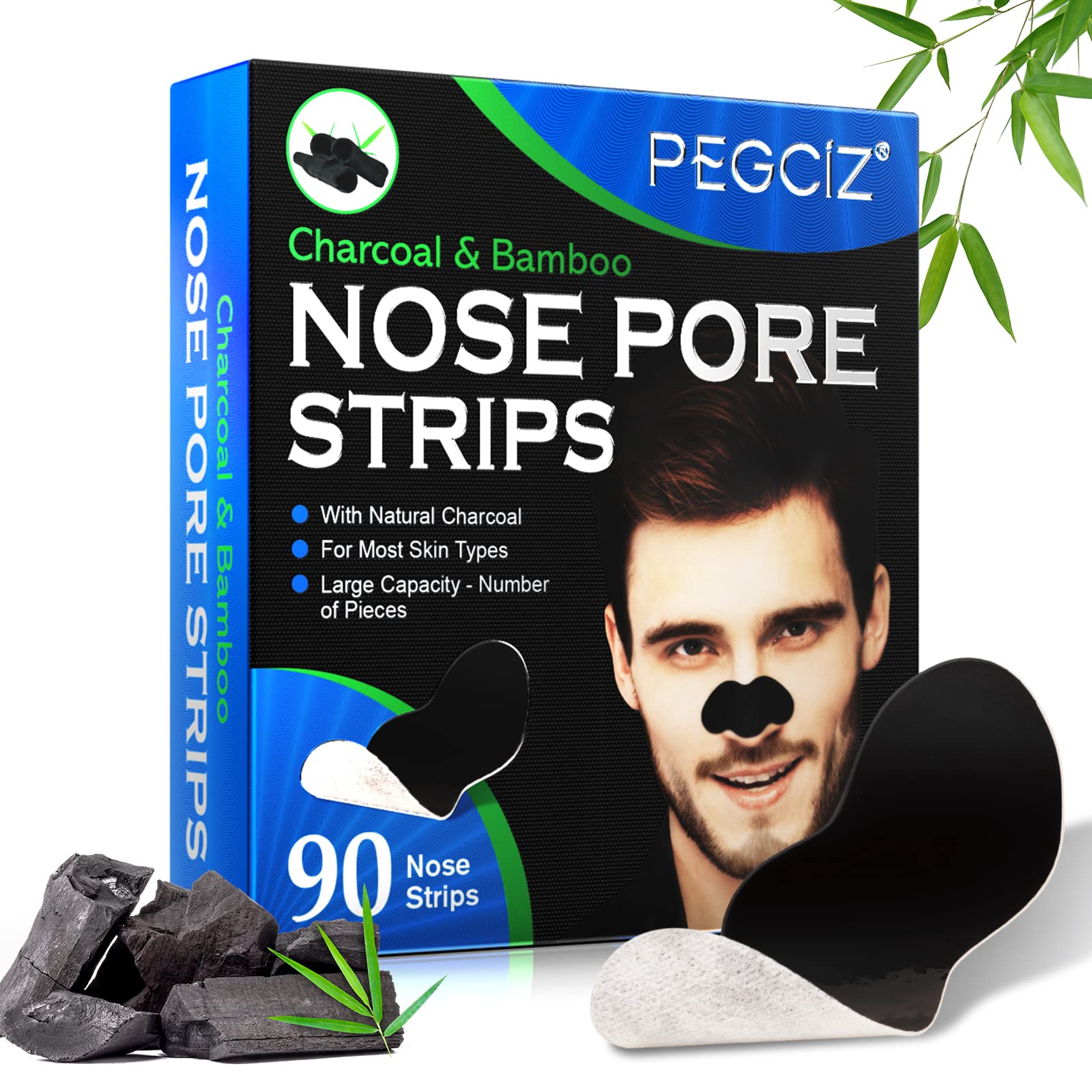 Nose Strips for Blackhead Remover, 90 Pcs Pore Strips for Blackheads, Deep Cleansing Nose Strips Blackhead, Face Blackhead Remover Strips for Men