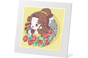 pvoodire Princess Diamond Art for Kids with Frame,Princess Diamond Art for Kids Ages 4-8-12,Easy Kids Gem Art Kit with Beautiful Package for Gift Home Wall Decor(6x6inch)