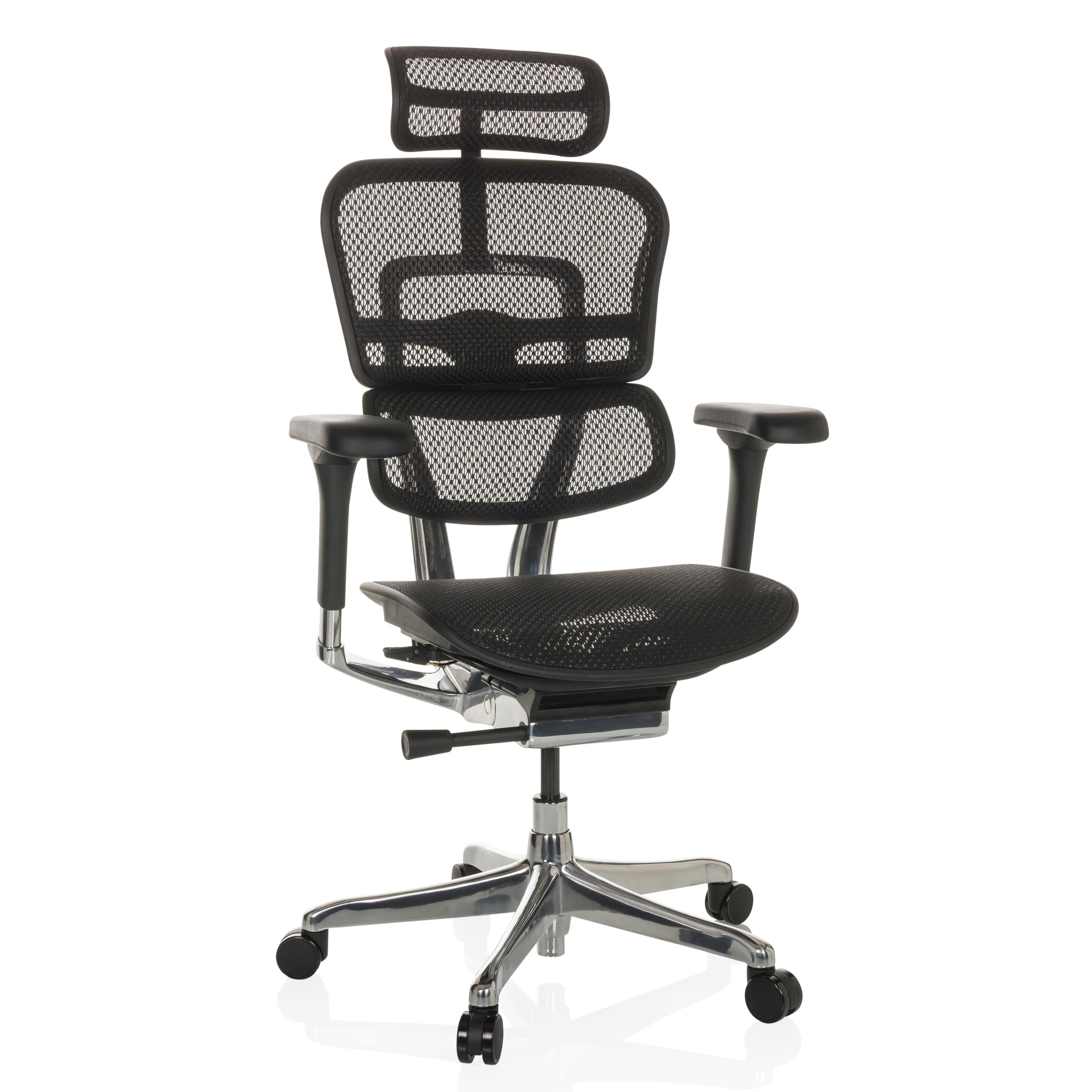 hjh OFFICE Bürostuhl ergonomisch ERGOHUMAN GEN2 Originales Design, 24h Einsatz Bürosessel mit Flexibler Lordosenstütze, Netz Schwarz