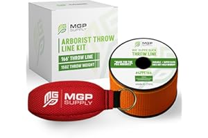 MGP SUPPLY Arborist Throw Line Kit | 15oz Throw Weight & 166ft Rope | Ultra Slick 100% Polyester Rope | Arborist Equipment For Tree Climbing