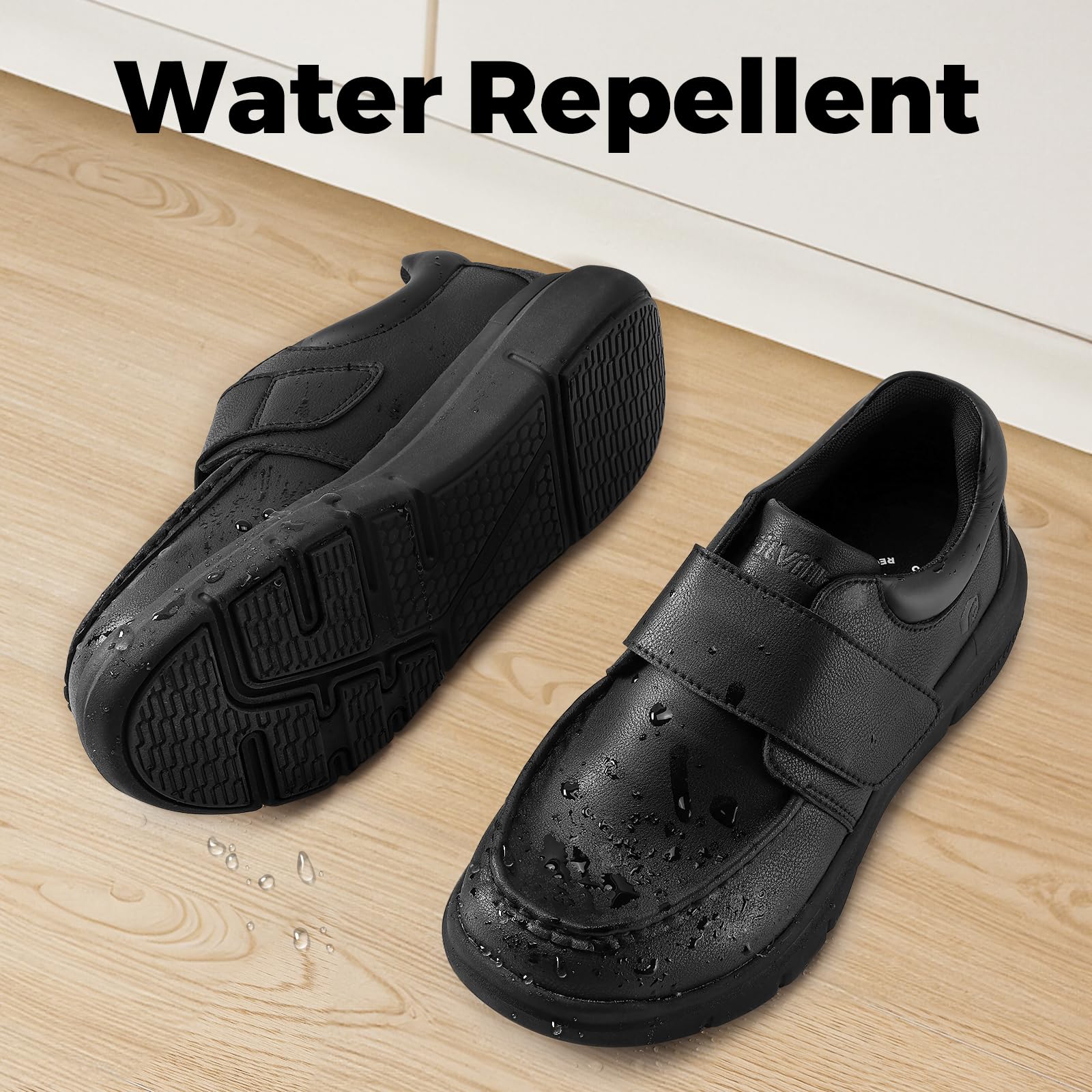 FitVille Diabetiker Schuhe Herren Extra Weit Leder Schuhe Orthopädische Schuhe mit Klettverschluss Verstellbare Hausschuhe Bequemer Lässige Business für Geschwollene Füße Schwarz 46 EU X-Weit 5