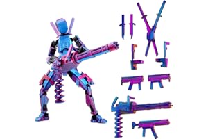 QOOPOWER Gatling Gun T13 Titan 13 Action Figure Set【Assembled】, Robot Action Figure 3D Printed robo 13 Action Fidget Toys Dummy Figure Articulated, Lucky 13 for Collectors Desktop Decorations (Laser Purple)