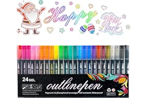 Dreamy Sparkle Dual-Line Contour Pen, 8/12/24/36/48 Colors Double Line Outline Pen Sparkle Markers, Dreamy Sparkle Dual Line 