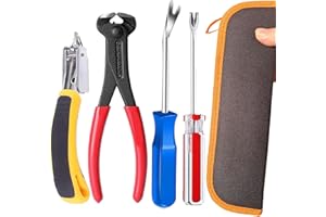 FIFATOPO Upholstery Staple Remover Tack Puller Nail Remover Tool Set Nail Puller Plier, Staple Puller, Tack Lifter, Fastener Remover, for Furniture Floor Wall Wooden Case Photo Frame with a Leather Zipper Bag