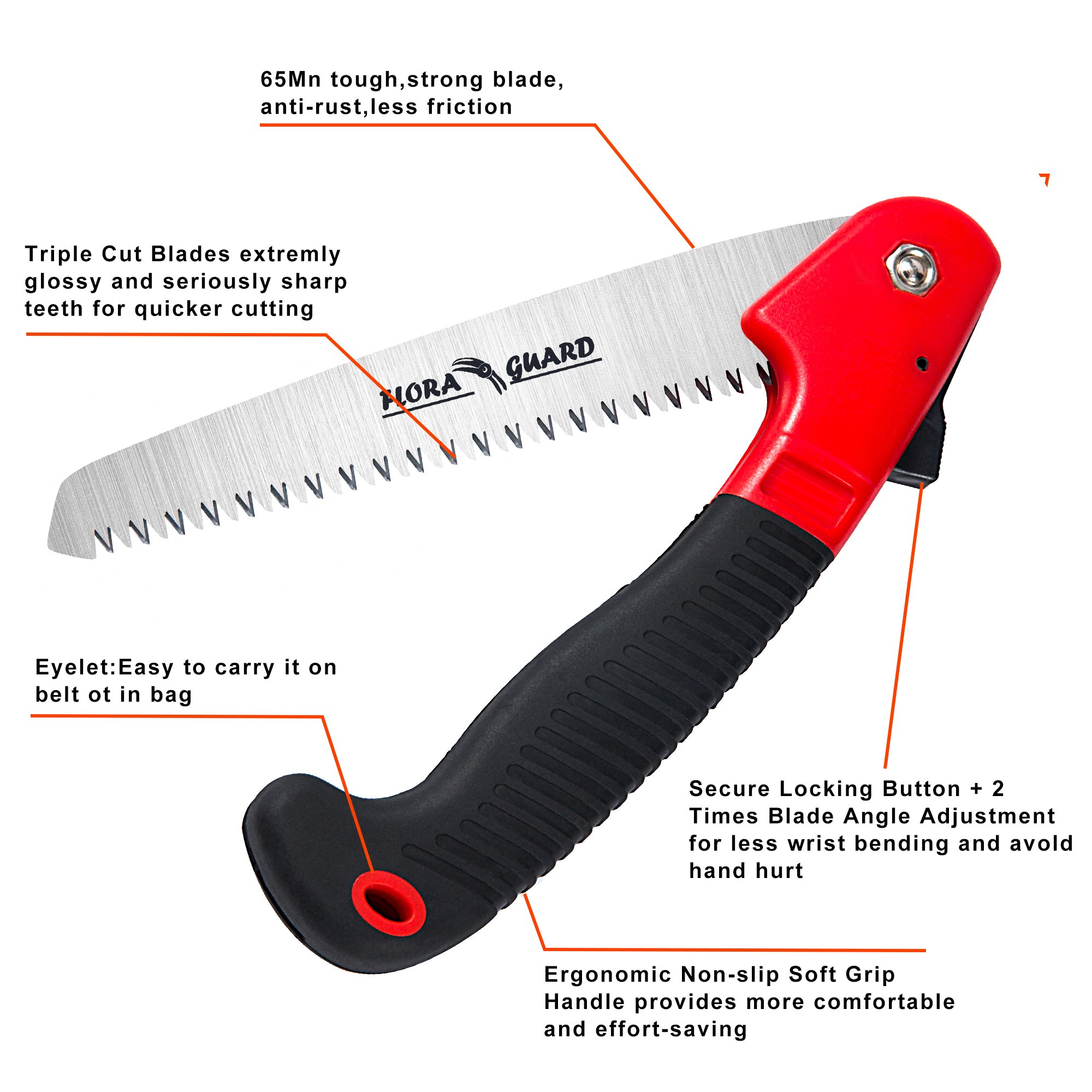 FLORA GUARD Folding Hand Saw, Camping/Pruning Saw with Rugged 7.7 Inch