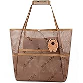 KURGOOL Mesh Beach Bag with Zipper Pocket, Large Sandproof Beach Tote Pool Bag for Women, Swim, Toys & Cruise Essentials 2025
