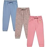 BTween Kids Girls Fashion Stretch Waist Ultra Soft Jogger Pants Set 3 Pack Bundle