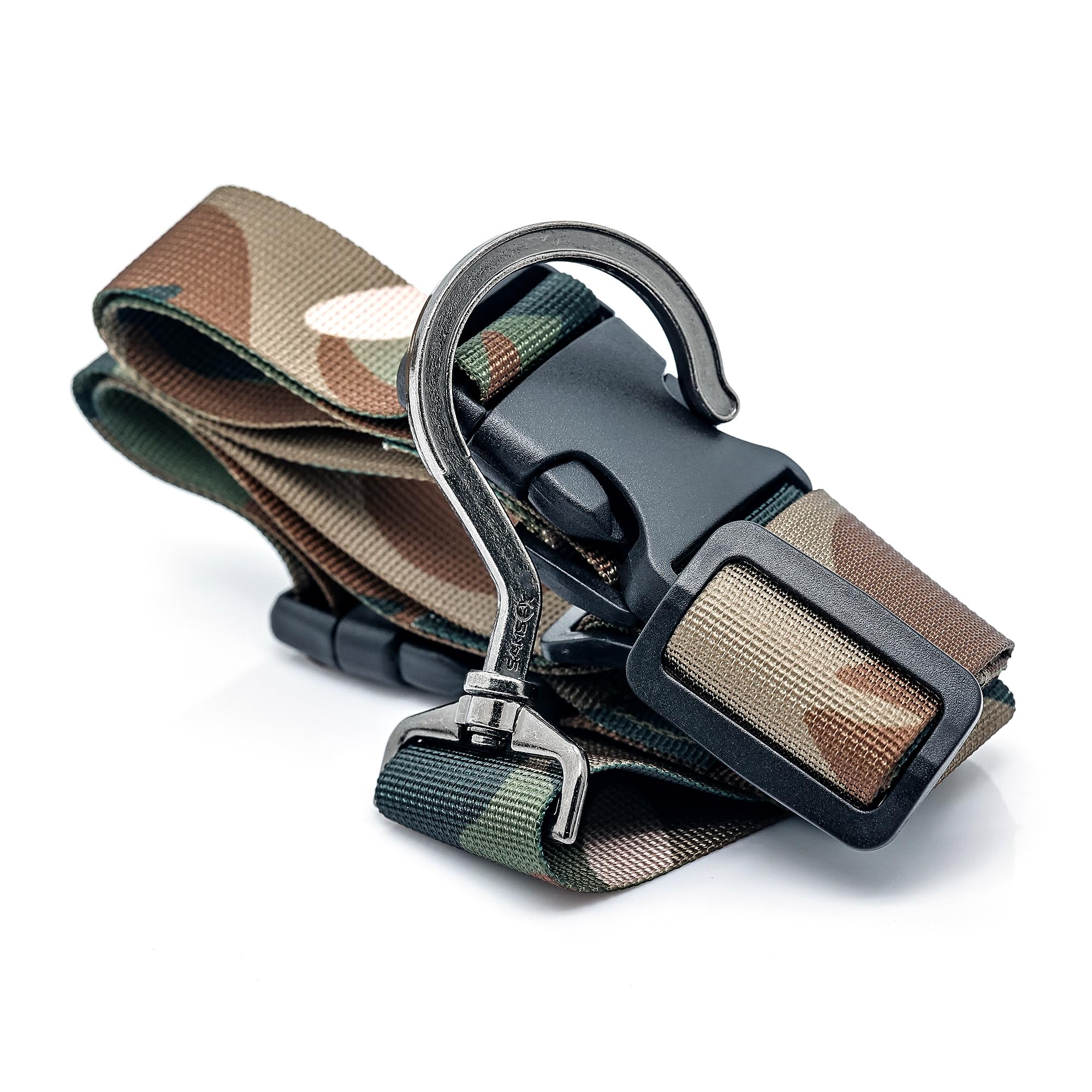 SAMSFX Fishing Wader Boot Hanger Hanging Strap Belt with Metal Hook (Camo Straps and Zinc Alloy Hook)