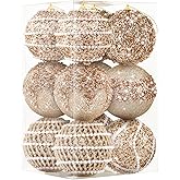 12 Pcs 2.36 Inch Christmas Ball Ornaments Glitter Sequin Ball Large Christmas Tree Decorations Xmas Hanging Balls for Home New Year Holiday Indoor Outdoor Party Decor (12, Champagne, 2.36 Inch)