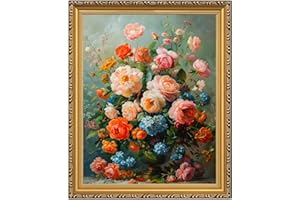 MIEVU Gold Vintage Framed Wall Art - Canvas Wall Art Prints for Living Room Decor Bedroom Home Bathroom, 11x14in Floral Flower Frame Wall Decor (Floral 10)
