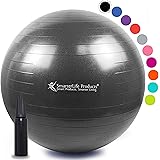 SmarterLife Exercise Ball for Yoga, Balance, Stability - Fitness, Pilates, Birthing, Therapy, Office Ball Chair, Classroom Flexible Seating - Anti Burst, No Slip, Workout Guide