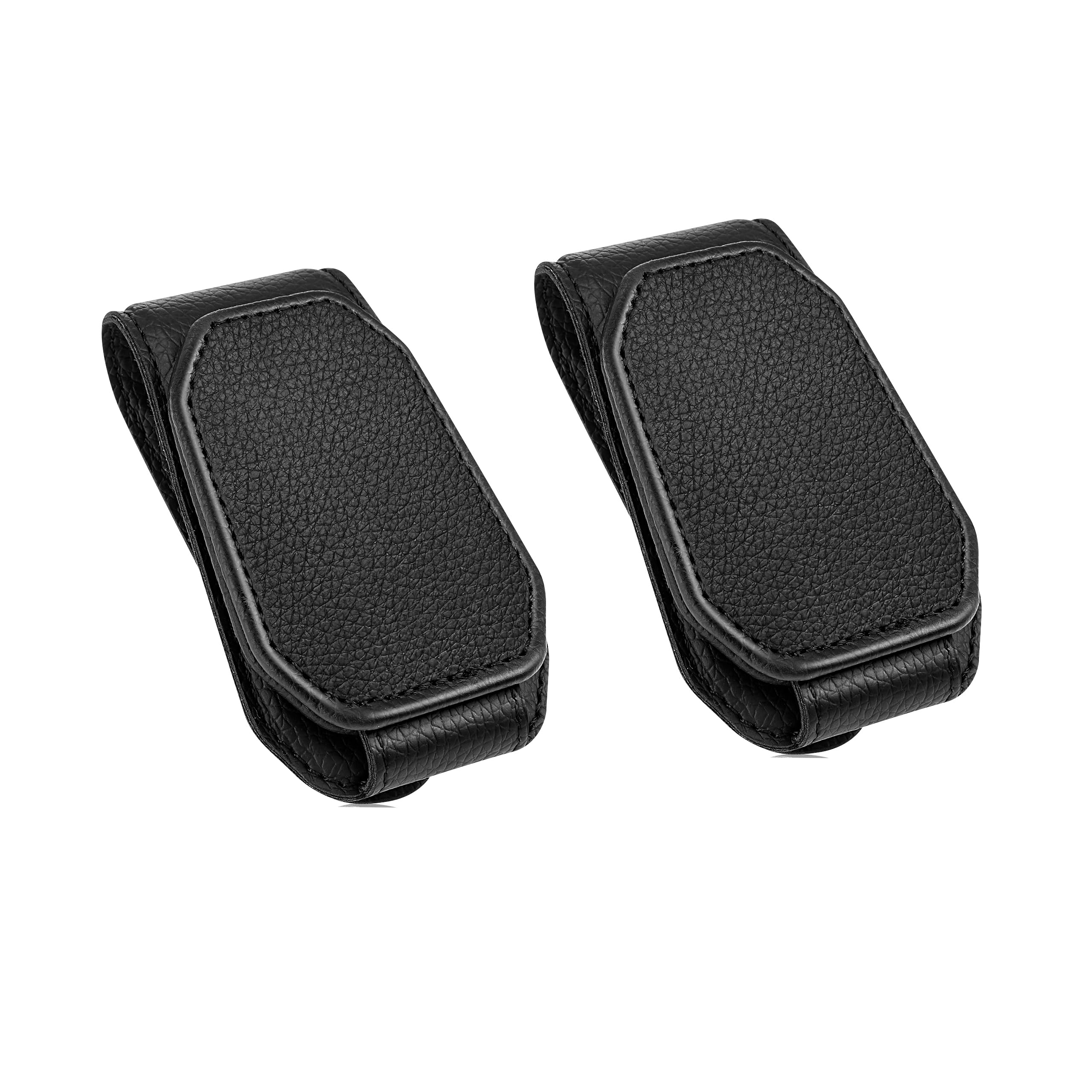 Photo 1 of (Pack of 2) vinlley Sunglasses Holder for Car Sun Visor, Magnetic Leather Glasses Eyeglass Hanger Clip, Vehicle Visor Accessories Glasses Protective Eyeglasses Mount with Hidden Magnetic Closure, 2 Pack Black