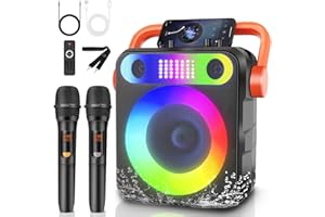 YUUN Karaoke Machine for Adults,Karaoke Machine with 2 Wireless Microphones,6.5IN Subwoofer,2 Tweeter,PA System with Remote Control,DJ Light,Portable Bluetooth 5.3 Karaoke Speaker Support TWS/REC/TF/USB/FM