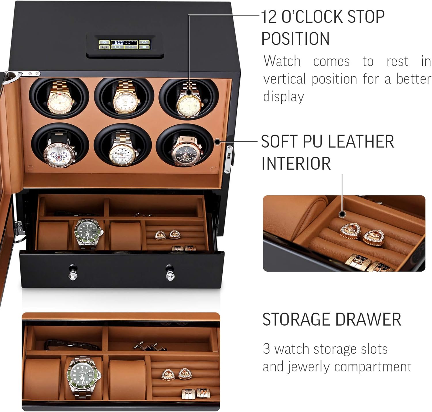Amazon Com Watch Winder For 6 Automatic Watches With Led