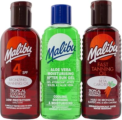 Malibu Sun Protection SPF 4 Fast Bronzing Tanning Oil with Aloe Vera After Sun