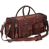 Leather Handmade Vintage Travel Luggage 32 Inch Leather Duffle Bag for Men and Women Gym Sports Bags Weekender Travel Overnight Carry On Duffel Bag Gift For Men (34 inch)
