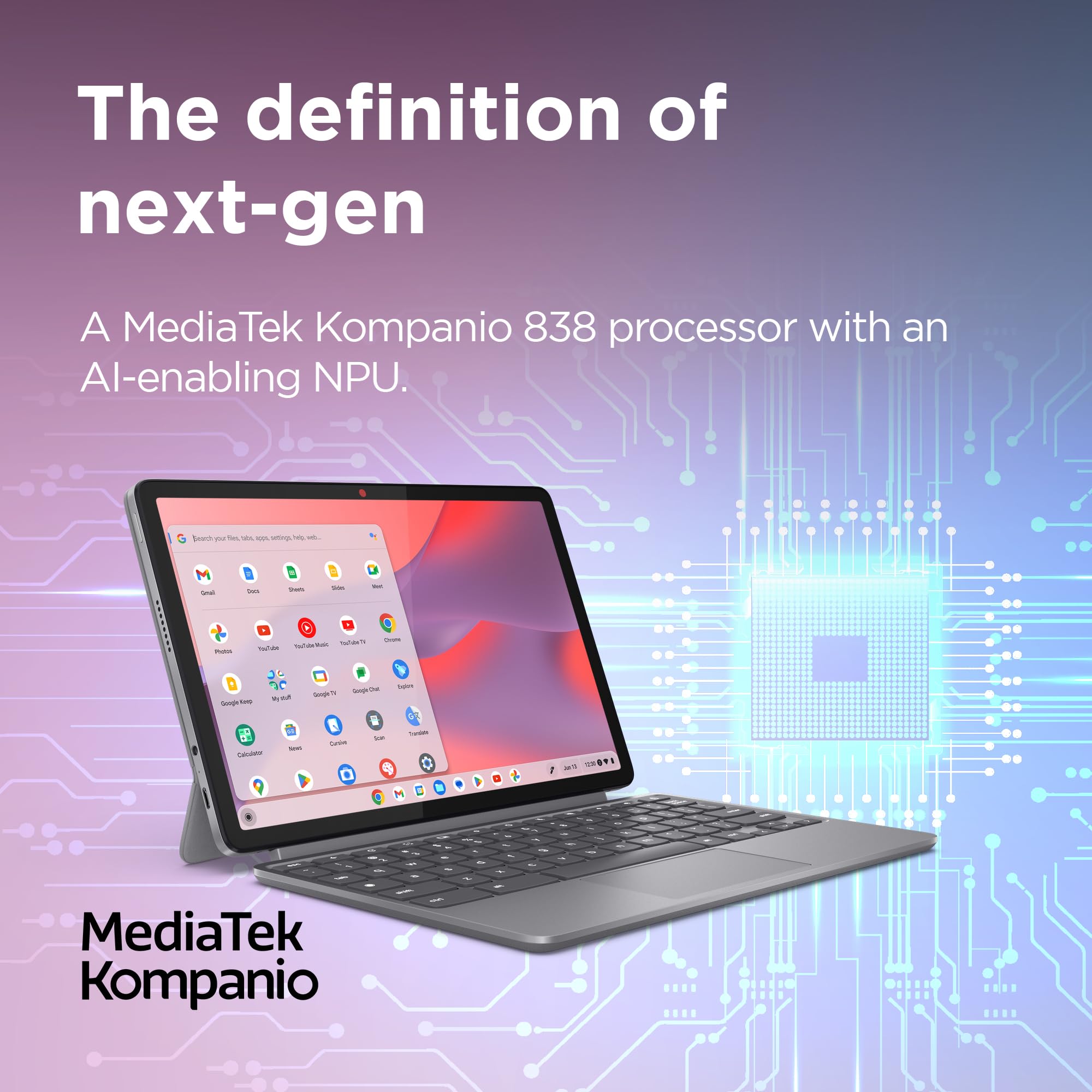 Lenovo Ideapad Chromebook Duet | 11 Inch Fhd+ 1200P Laptop | Mediatek Kompanio 838 | 4Gb Ram | 128Gb Emmc | Chrome Os | Luna Grey Usi Pen 2 | Folio Stand + Folio Keyboard - View 7