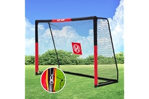 HOTJUMP Soccer Goal for Backyard,6x4/8x5/10x6.5/12x6.5ft Metal Soccer, Soccer Goal for Kids 8-12, Soccer net with Zipper Design, Easy Assemble, Weatherproof Foam Padded Goal Post, Adults