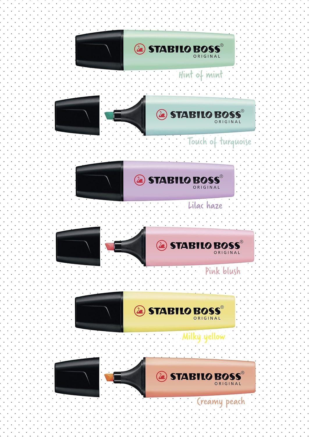 STABILO Highlighter BOSS ORIGINAL Pastel - Tub of 6 - Assorted Colours, 6 count (Pack of 1) - Image 3