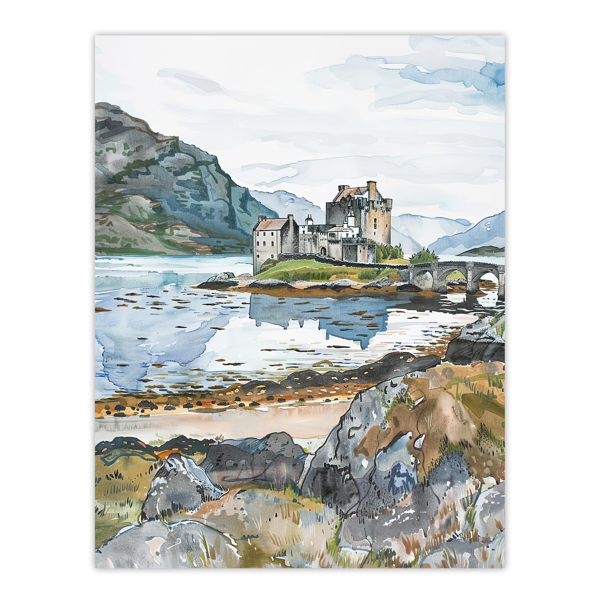 Artery8 Eilean Donan Castle Loch Lake Scotland Landscape Living Room Extra Large XL Wall Art Poster Print