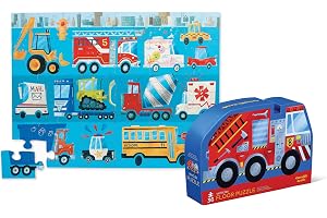 Crocodile Creek 36-Piece Jigsaw Floor Puzzle - Fun Floor Puzzles for Kids Ages 3-5 - Heavy-Duty Shaped Box for Storage - Vehi