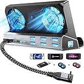 12-in-1 Steam Deck Docking Station for Steam Deck/Rog Ally/Switch/Legion Go Dual Cooling Fans 4K@60Hz,6 USB Ports,1000Mbps,Type C 100W PD 40Gbps Adapter
