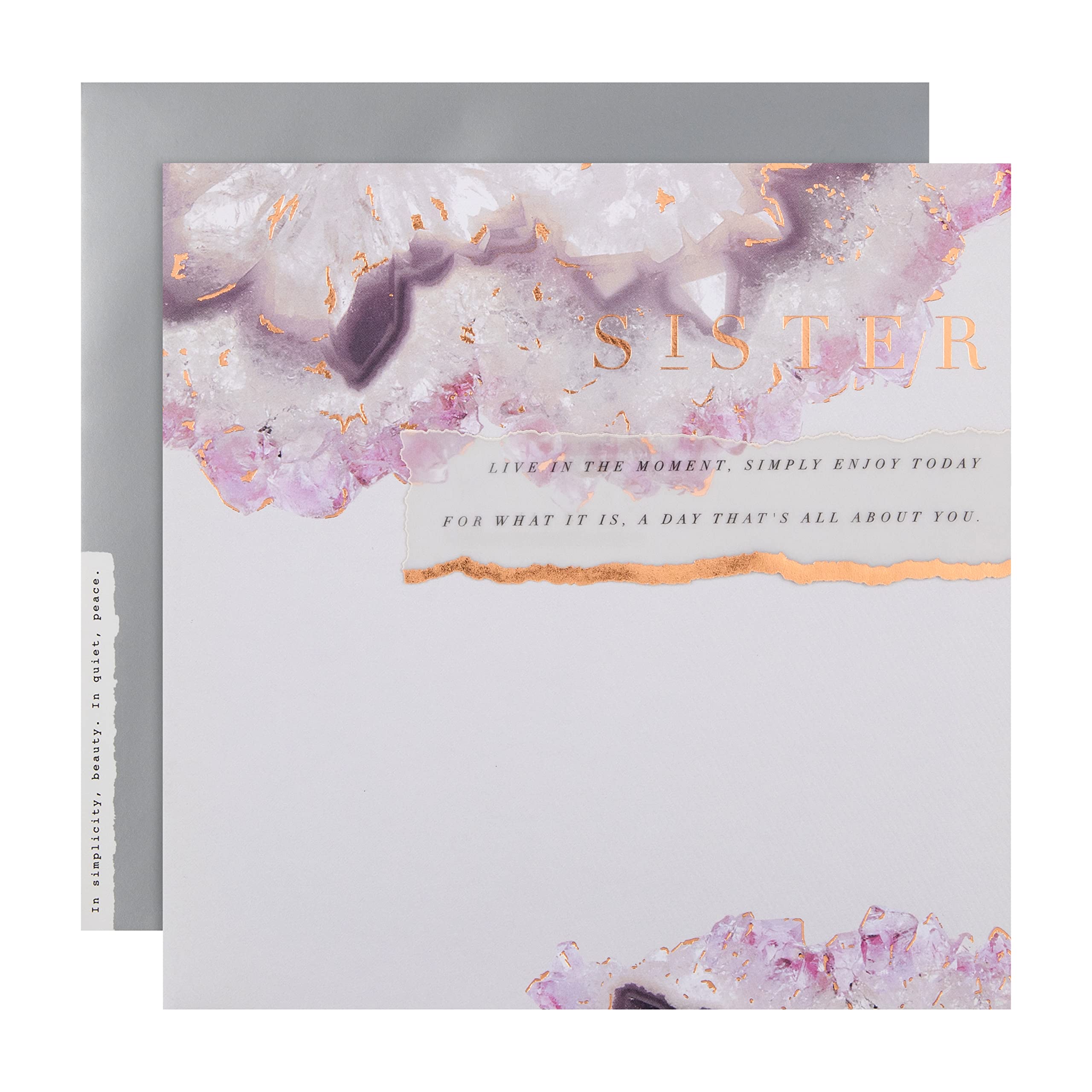Hallmark Birthday Card for Sister, Contemporary Marbled Ink Design on Textured Board