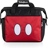 PICNIC TIME Disney Mickey Mouse Shorts On The Go Insulated Lunch Bag, Soft Cooler Lunch Box, Leak Resistant Reusable Lunch Tote, Work Lunchbox, (Black with Red Pattern)