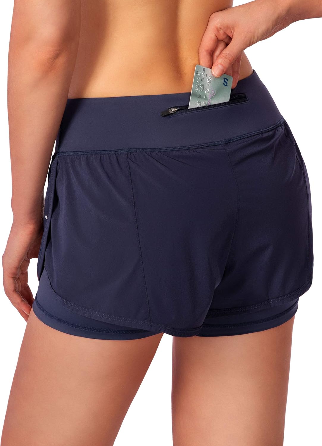 Women’s 2 in 1 Running Shorts Workout Athletic Gym Yoga Shorts for Women with Phone Pockets: Clothing