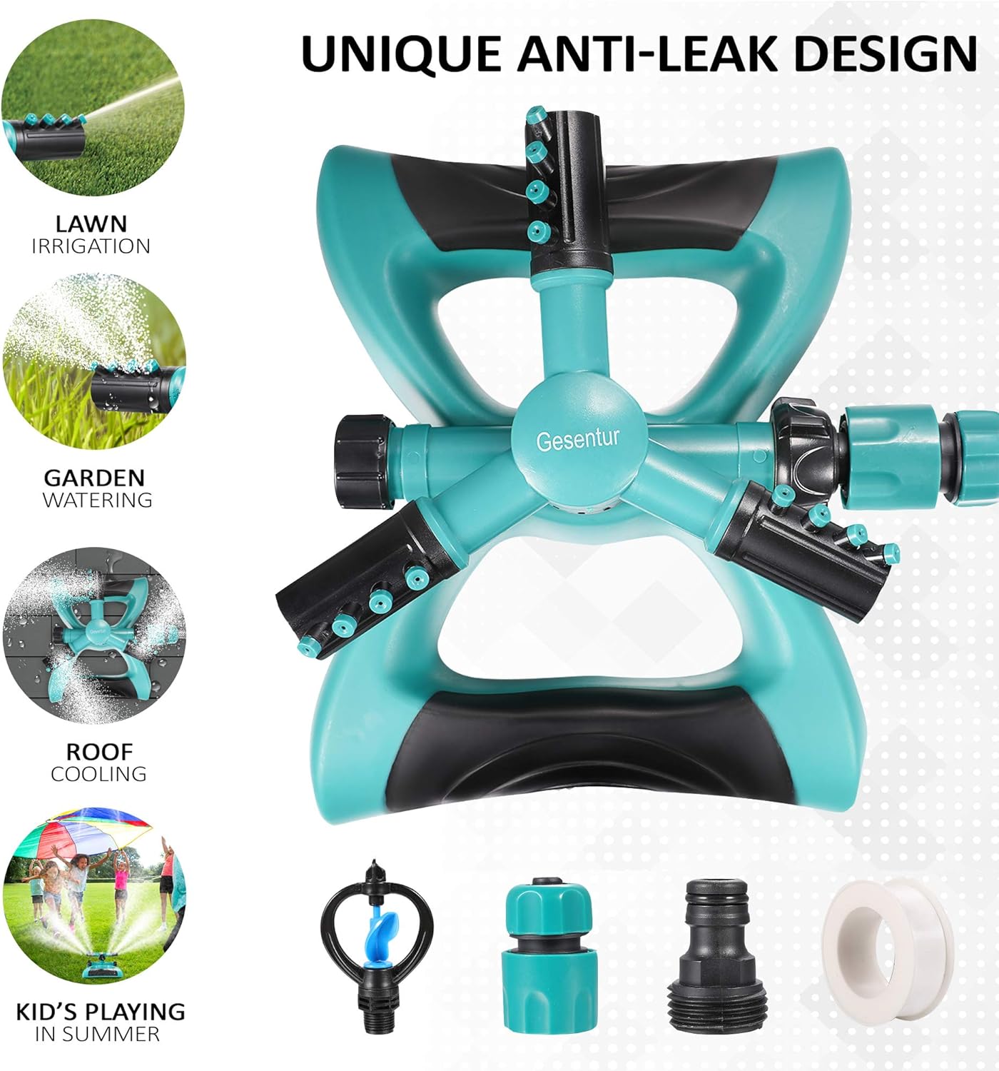 Gesentur Garden Sprinkler, Lawn Irrigation System 360 Degree Rotating, 3 Adjustable Arm and Nozzle Water Sprayer, Automatic Water Sprinklers… : Garden & Outdoor