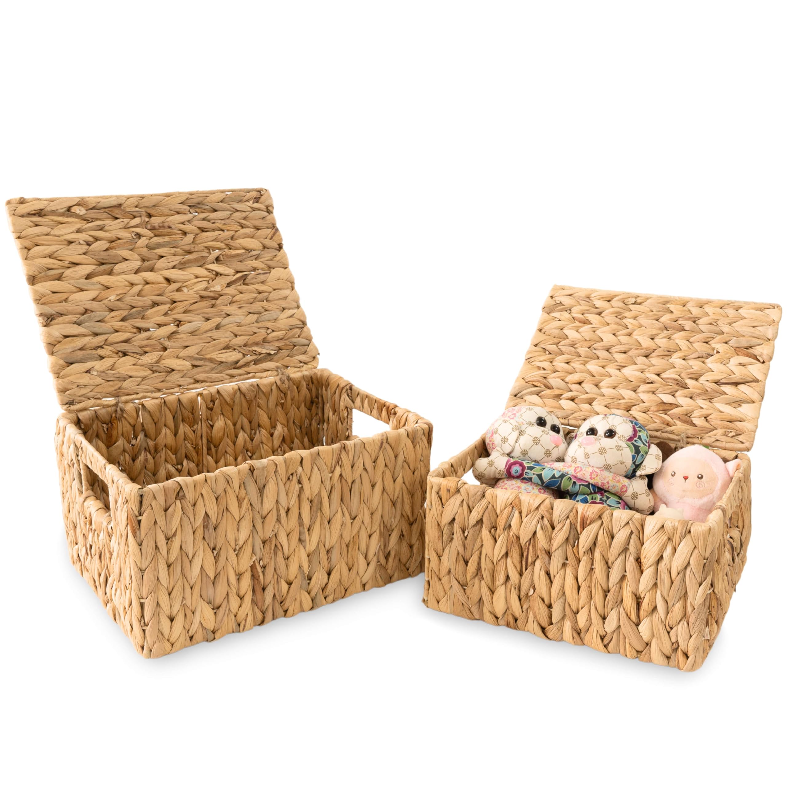 Photo 1 of Wicker Storage Baskets with Lid, Set 2 Basket With Lid Decorative Storage Rectangle Wicker Storage Basket With Lid Large Rattan Storage Box Hyacinth Baskets
