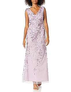 alex evenings ruched draped brooch gown