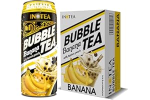 Bubble Tea Inotea Brown Sugar Bubble Tea Drink. Ready to Drink in a Can. Black Milk Tea with Boba 16.6 oz Can(Pack of 24) (banana)