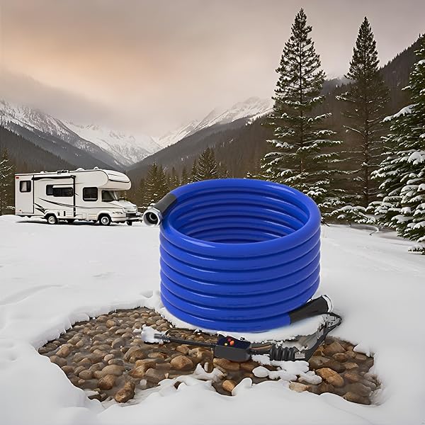 KORVOS 50FT RV HEATED DRINKING WATER HOSE, LEAD-FREE,BPA CLEAN AND SAFE HEATING WATER HOSE, HEATED HOSE WITH INSULATION SPONGE ANTI-FREEZE AND LEAK-PROOF, HEATER GARDEN HOSE SUITABLE FOR RV&CAMPING