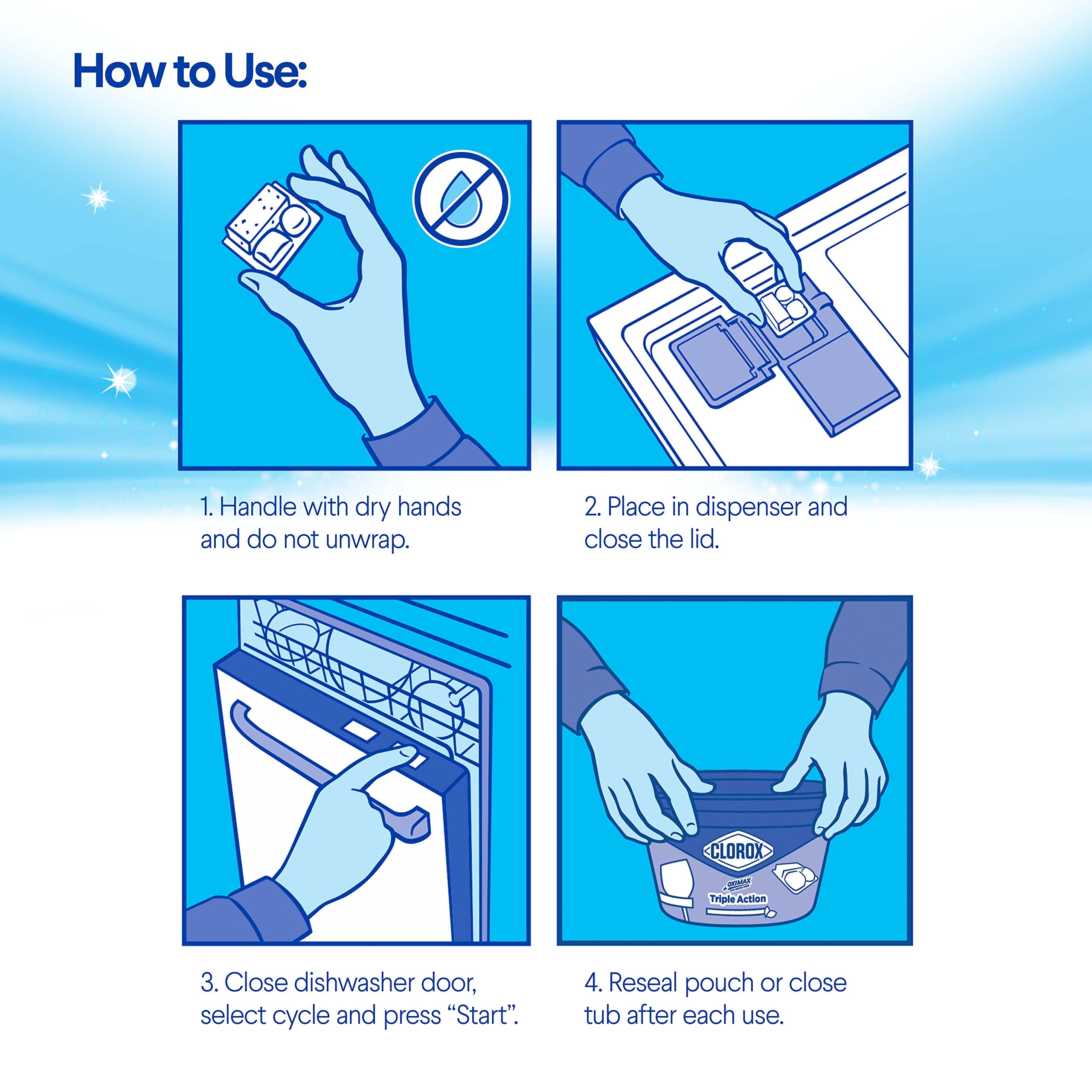 Clorox Triple Action +OxiMax Dishwasher Detergent Pacs, 41 Count