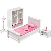 Badger Basket 13-Piece Bedroom Furniture Set for 18 Inch Dolls – Includes Bed, Armoire, Nightstand & Accessories