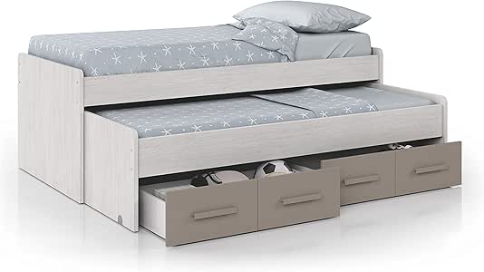 Habitdesign 1S7432Y - Cama Doble Juvenil 2 Camas y 2 cajones, Acabado