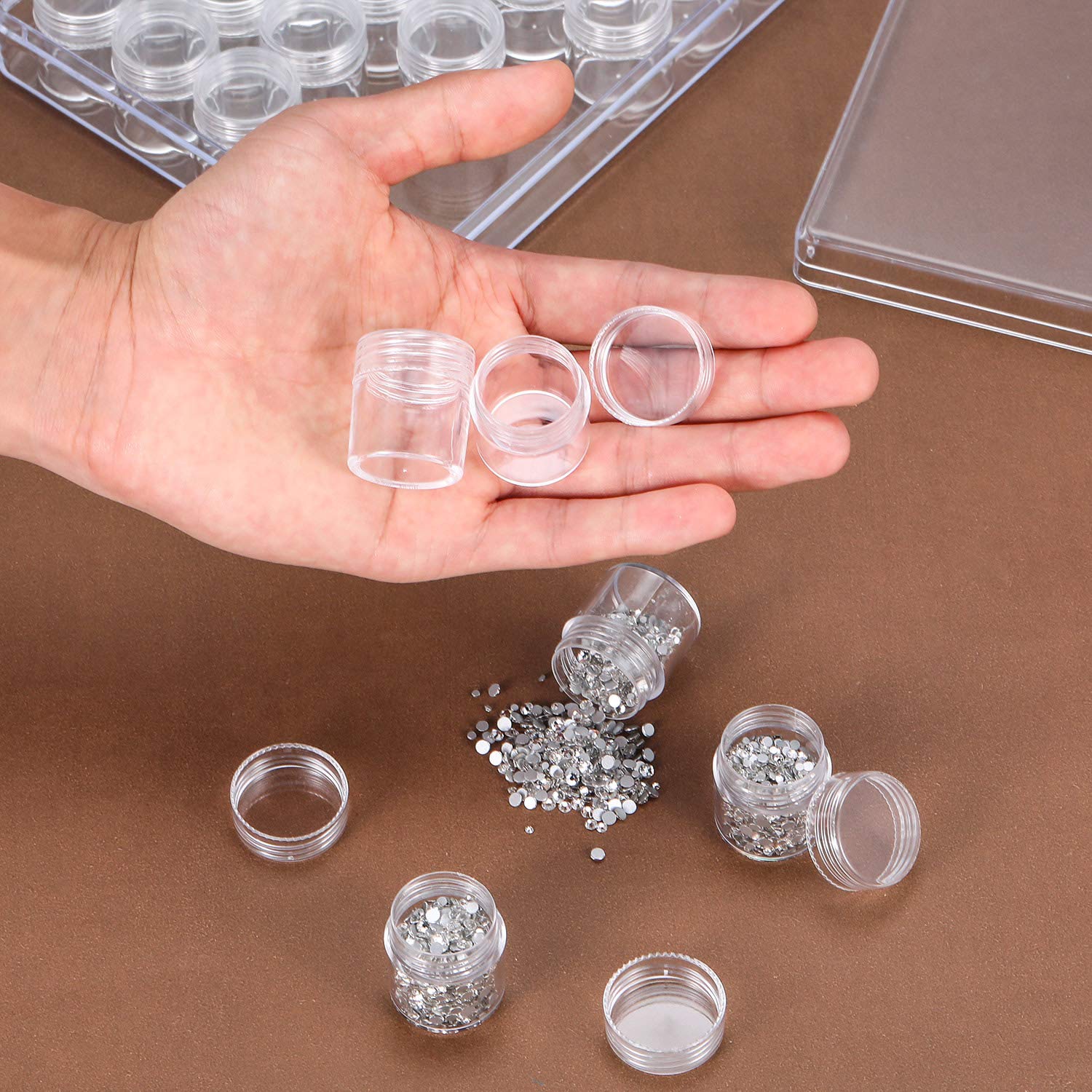 Blulu Diamond Painting Storage Containers Clear Plastic Bead Containers Set Storage Jars Diamond Painting Accessory Box for DIY(1.15 x 1 Inch)
