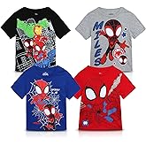 Marvel Spider-Man Boys Graphic Tees - 4 Pack Spider-Verse Comic Spidey and Friends Graphic T Shirts for Toddler & Little Boy