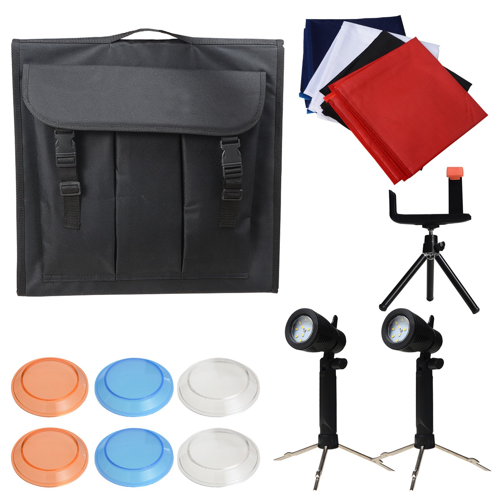 Voilamart Photo Shooting Tent Mini LED Studio Photo Box Portable Photography Cube Box with Four Backdrops, 5500K Continuous Lighting Kit, 40x40cm/16x16 Inch