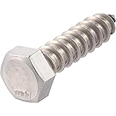 3/8 x 1-1/2 Stainless Lag Bolt (25-Pack) 18-8 Stainless Steel, Heavy Duty Hex Wood Lag Screw, ASME B18.2.1 Commercial/Industr