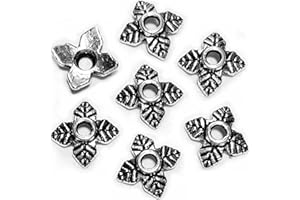 Heather's cf Silver Leaf Bead Caps Antique Silver Spacer Bead Caps for Bracelet Necklace Earrings Jewelry Making Supplies Findings Fit 10-12mm Round Beads 500Pcs