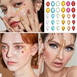 Leikedun 10 Sheets Face Gems Glitter Festival Self-Adhesive Rhinestones Eye view 5
