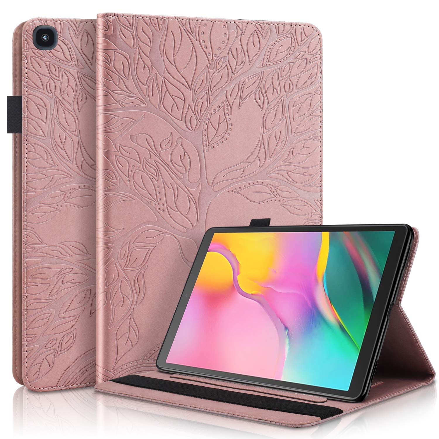 Succtop Galaxy Tab A 2019 10.1” Case PU Leather Cover Flip Stand Function Wallet Tablet Protective Case with Card Slot, Pen Holder for Samsung Galaxy Tab A 2019 10.1 Inch SM-T510/SM-T515 Rose Gold