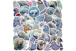 Manatee Stickers 50 Pcs Cartoon Waterproof Aesthetic Animal Sticker for Skateboard Water Bottle Laptop Car Bike Luggage Helme